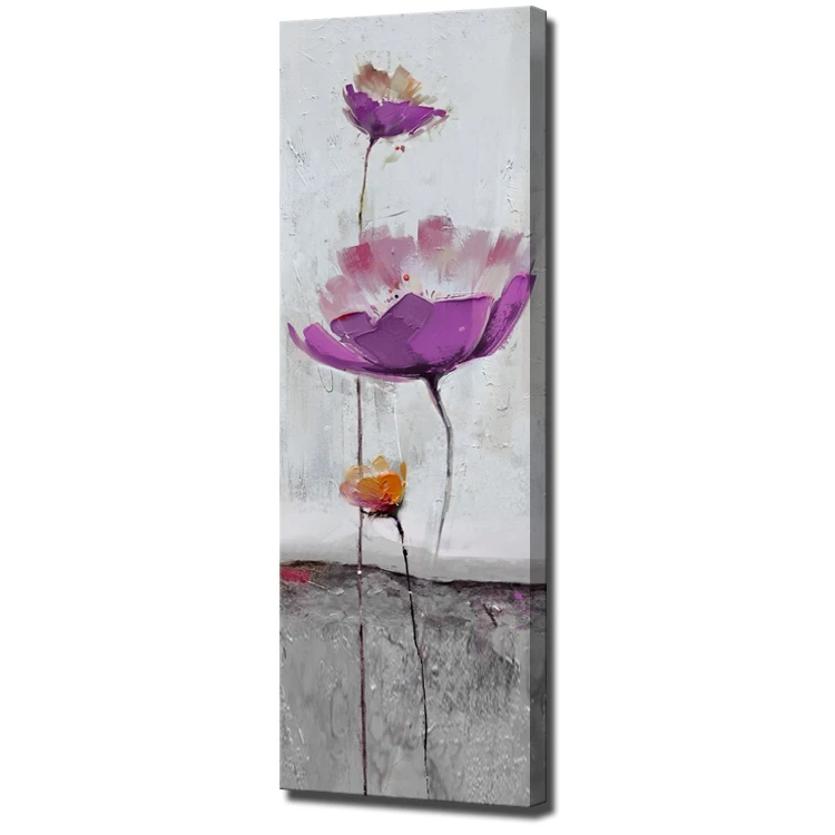Tekstur Berat Ungu Bunga Sederhana Yang Modern Lukisan Minyak