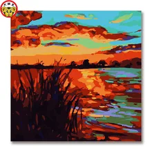 Пейзаж «закат» красивый вид домашний Декор Картина DIY домашний Декор картина украшение Изысканная картина по номерам с рамкой