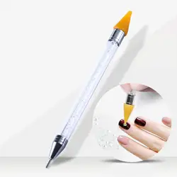 1 шт. двойного состава Pen расставить Rhinestone заклепки выбора воск карандаш хрустальные бусины Ручка Nail Книги по искусству инструмент
