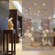 Печать на холсте, живопись, тюль, перегородка, занавеска, полупрозрачная, для гостиной, подвесная занавеска, Мягкая комната, разделяющая экран, узоры, дизайн