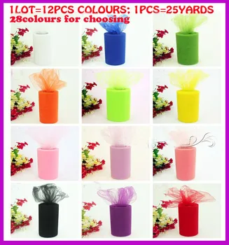

1lot=12pc/6"x25yds Decorations Tulle Roll Spool Tutu Fabric Wedding Gift Craft Party Tutu Bow Craft Vivid Tulle Roll Spool DIY