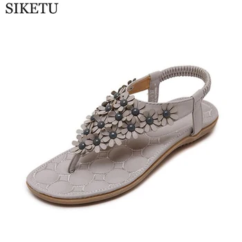 

SIKETU 2017 new summer bohemian sandals flip flops shoes woman flowers big yards zapatos mujer s176