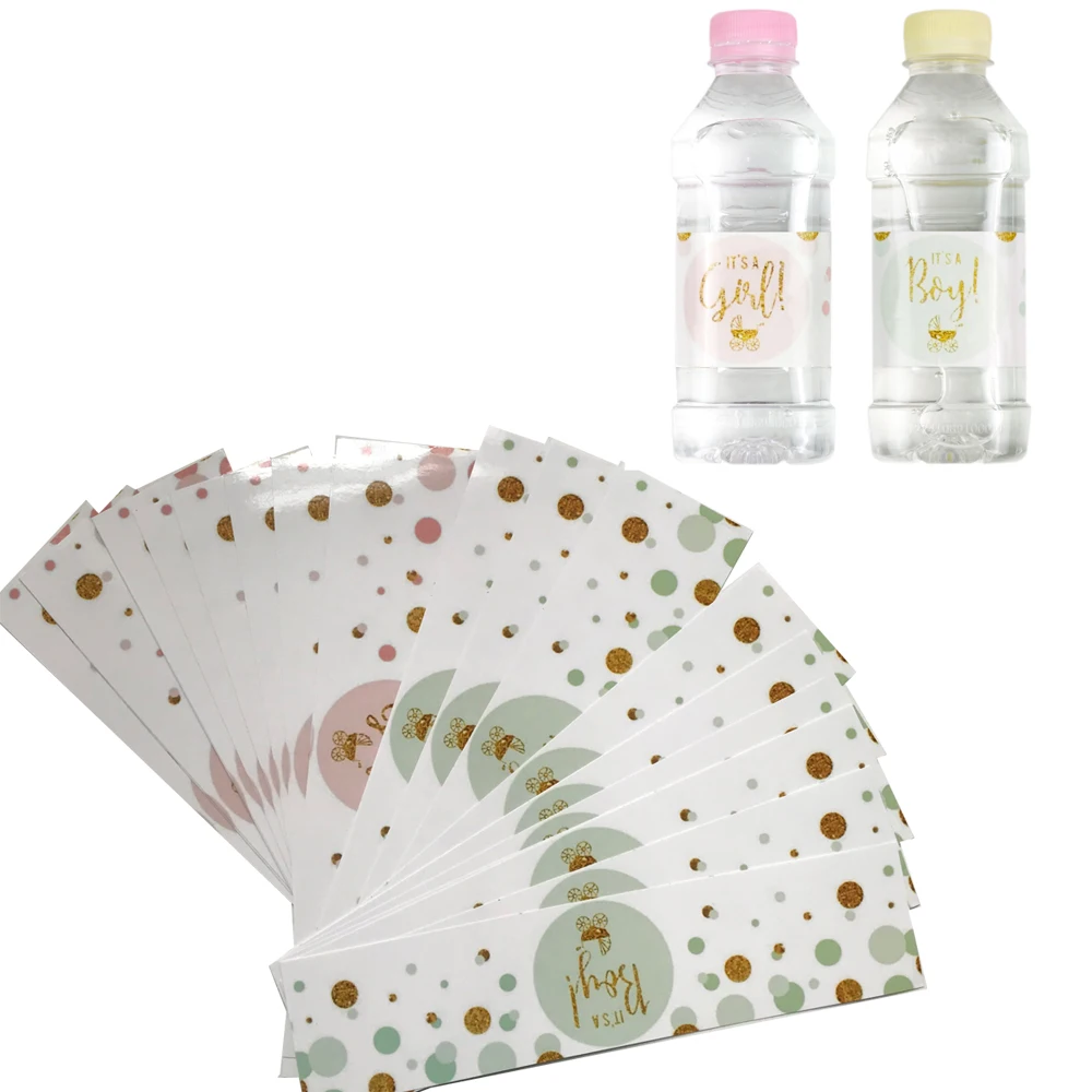 

12pcs Its a Boy/Girl Mineral Water Bottle Gift Stickers Label Baby Shower Gender Reveal Party Decoration Bottle Label Stickers