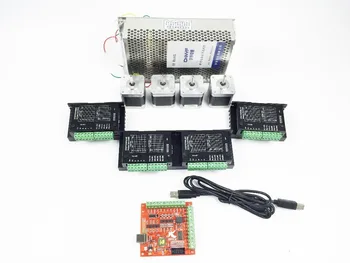 

CNC Router Kit 4 Axis, 4pcs TB6600 4.0A stepper motor driver +4pcs Nema17 0.44NM motor+ mach3 USB stepper motor + power supply