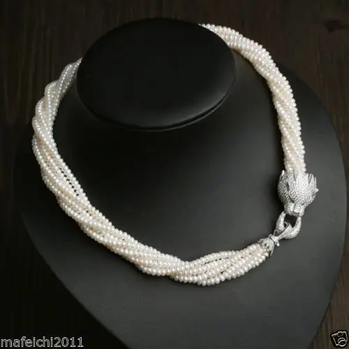 

BEAUTIFUL AAA Akoya White PEARL NECKLACE silver CLASP