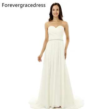 

Forevergracedress Real Photo Gorgeous Chiffon Evening Dress 2018 White Sweetheart Backless Long Formal Party Gown Plus Size