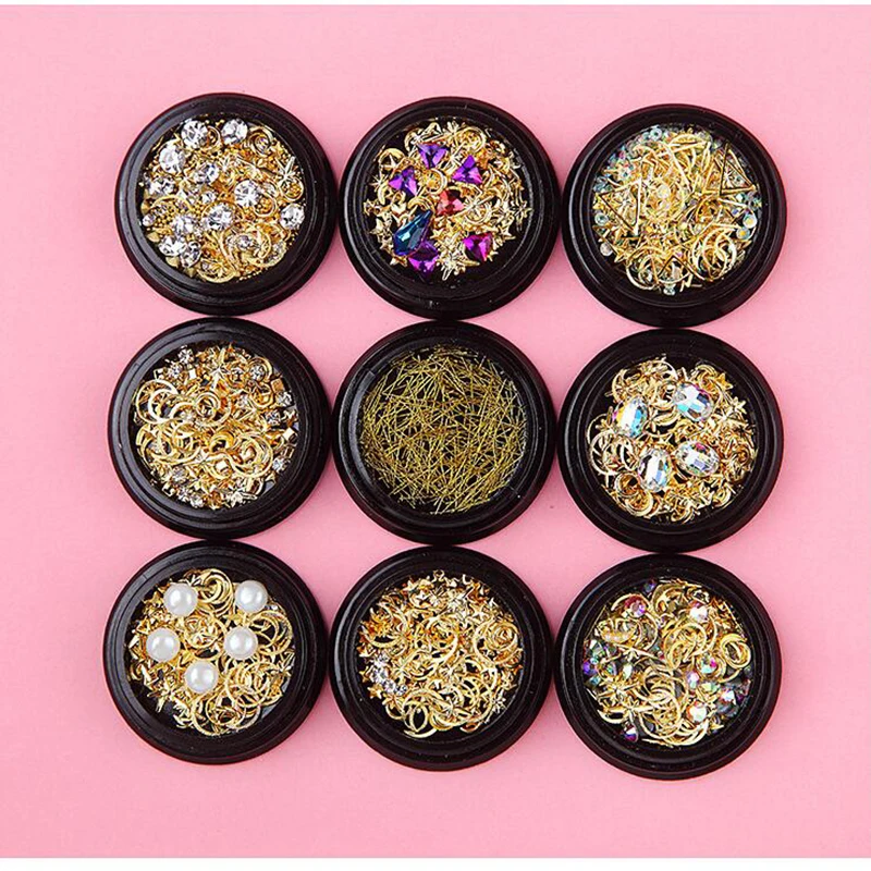 

Mixed Colorful Acrylic Rhinestones Alloy Metal Frame DIY Nails Decor Manicure 3D Nail Art Decoration