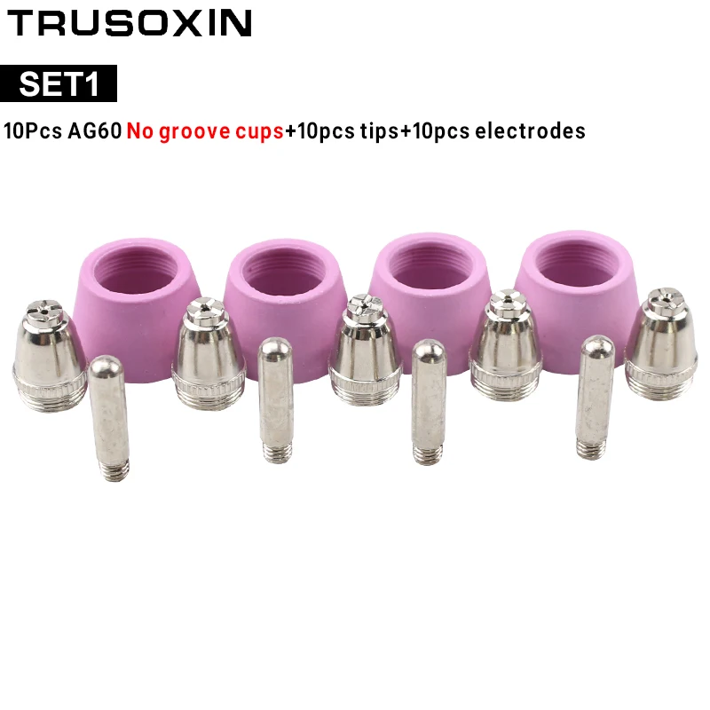 30PCS Air Plasma Cutter AG-60 Cutting torch/gun Head Consumable CUT40/50/60A tips Electrodes groove shiled cups 30PCS Air Plasma Cutter AG-60 Cutting torch/gun Head Consumable CUT40/50/60A tips Electrodes groove shiled cups