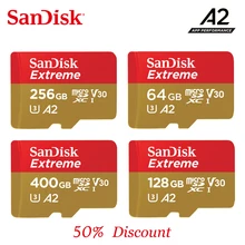 SanDisk Extreme 2019New A2/A1 карта памяти 400G 256G 128G 64G 32G до 100 МБ/с. скорость чтения mcirosd карта скорость видео C10, V30, U3