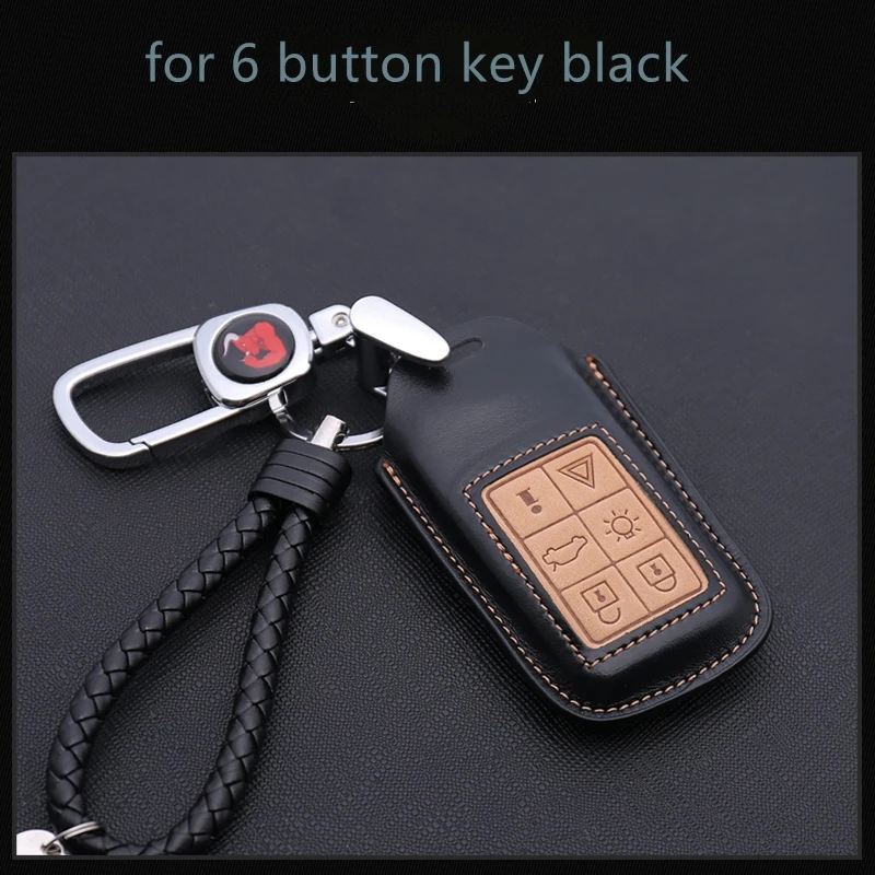 

Genuine Leather Key Ring Holder Cover Wallet For Volvo XC90 XC60 C30 C70 S40 S60L S70 S80L V40 V50 V70 Smart Key Accessories