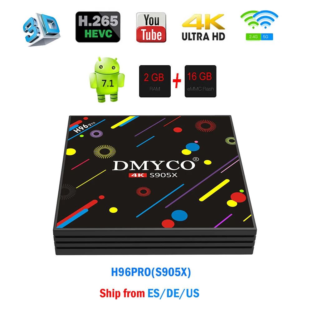 Android 7 1 tv Box H96 Pro Amlogic S905X Восьмиядерный 2 г/16 г Bluetooth 4 г/5 8 ГГц Wifi HDMI к HDR медиаплеер|ТВ-приставки и медиаплееры| |
