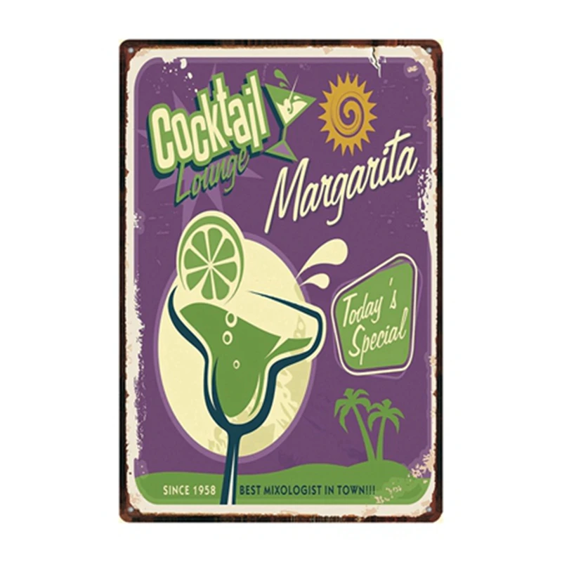 [Kelly66] Коктейль Lounge Mai Tai Margarita GIN FIZZ металлический знак оловянный плакат домашний Декор Бар настенная живопись 20*30 см размер Dy67 - Цвет: Dd-1006
