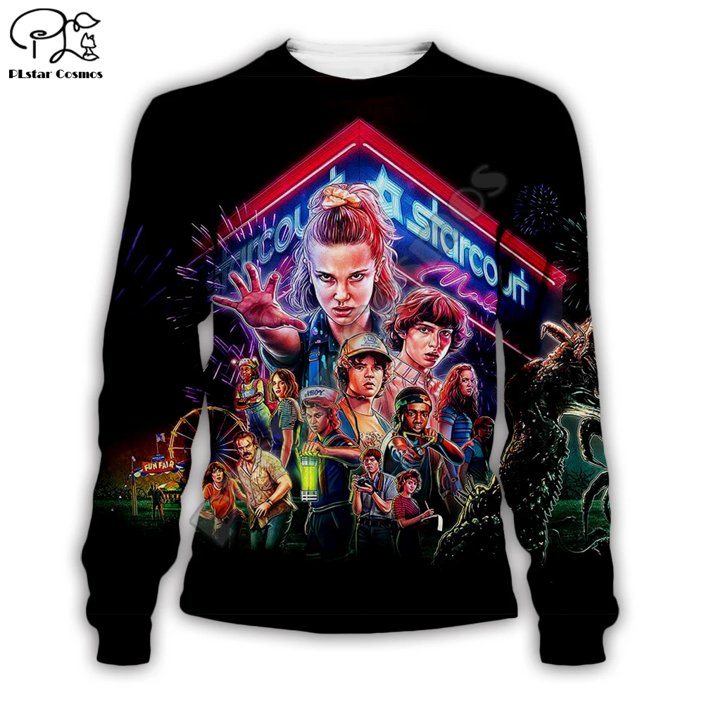 

2019 Hot Men's Stranger Things Season 3 Sweatshirt Men/Women pullover Tracksuit Hooded Dropship 3D Printed Hoodie zipper outsuit