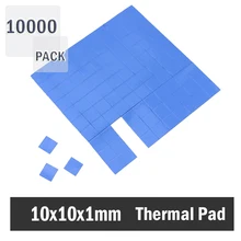10000Pcs Gdstime 10x10x1mm Blue CPU VGA GPU Thermal Pad Silicone Pad Thermal conductivity 1.5W