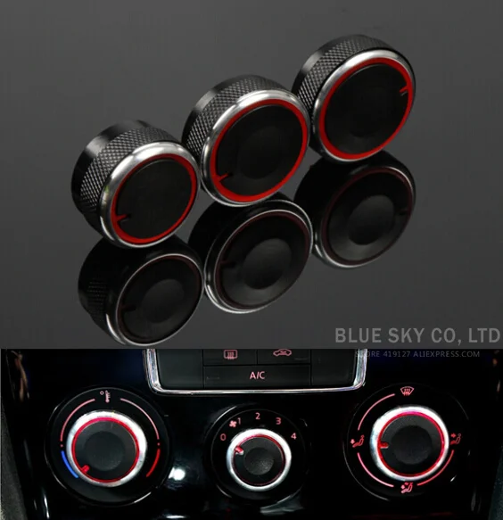 3PCS Aluminum Alloy Air Conditioning Nnob AC Knob for Hyundai Elantra