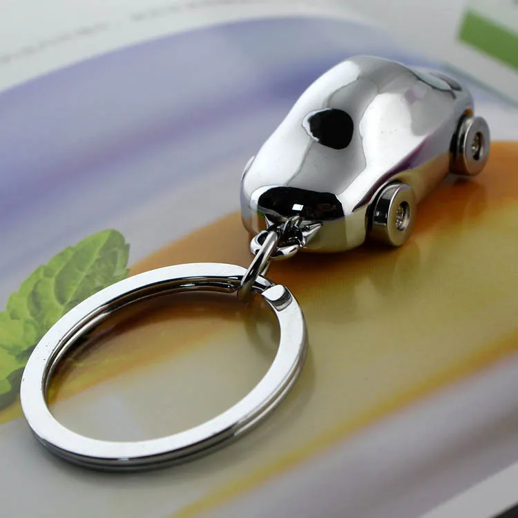 Полированный хром Серебряный Классический 3D модель автомобиля брелок кольцо брелок для ключей Брелоки