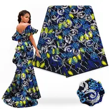 3d блесток вышивка африканская настоящая восковая печать ткань высокого качества голландский воск tissu africain швейный материал SH181217