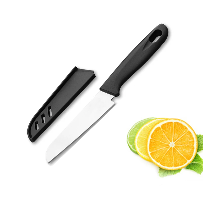 

Stainless Steel Kitchen Paring Knives with Knife Cover Chef Knives Peeler Black Fruit Chef Knife Cooking Tool
