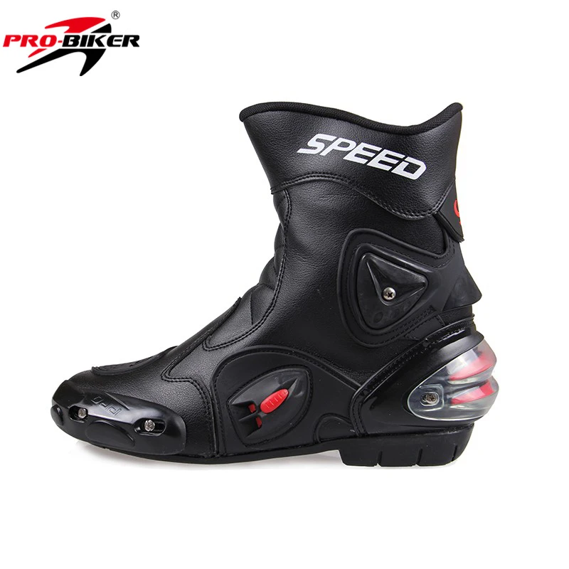 Botas de moto de cuero PU para hombre, botas de carreras de Motocross MX, zapatos de moto, equipo de protección de velocidad para bicicleta