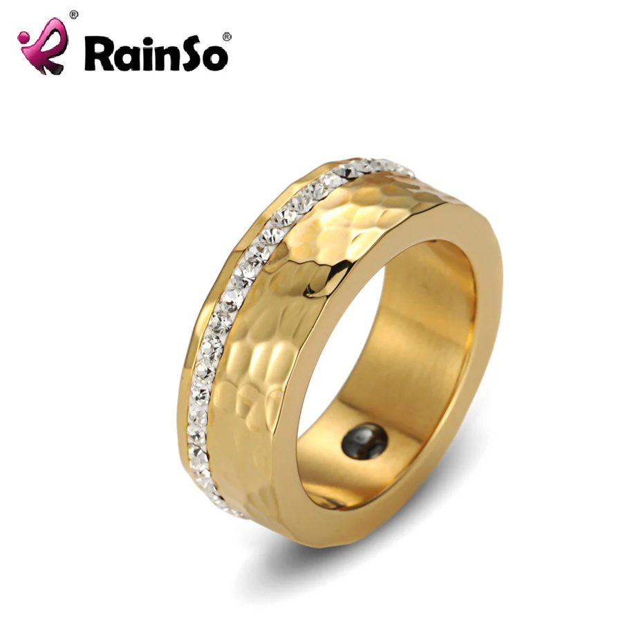 RainSo женское кольцо гематит кольцо здоровья полный стразы элегантный нержавеющая сталь Био энергия Магнит ювелирные изделия размер США мужские кольца