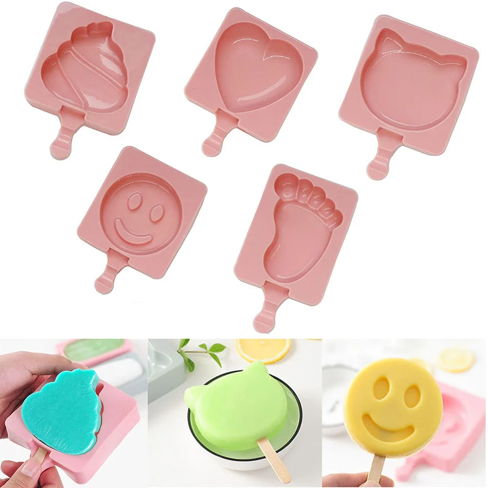 

Cartoon Ice Cream Mold Makers Silicone Thick Material DIY Molds Ice Cube Moulds Dessert Molds Tray With Popsicle
