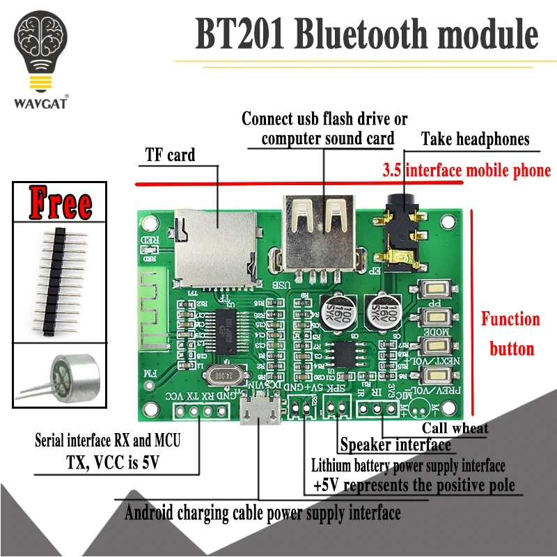 BT201 двойной режим 5,0 Bluetooth без потерь аудио усилитель мощности плата модуль Tf карта U диск Ble Spp последовательный порт прозрачный Транс