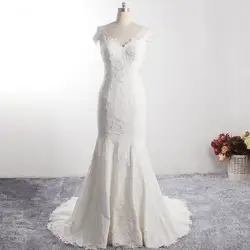 LZ350 простое свадебное платье с v-образным вырезом прозрачные рукава-крылышки сзади Русалка Платье плотное шифоновое свадебное платье