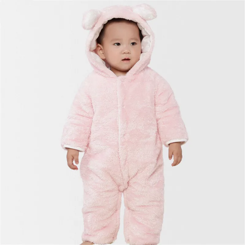 

Winter Newborn Thicken Plush Baby Rompers Cotton animal Pink pig modeling Baby clothes for newborns/Bebes Long sleeve Coveralls