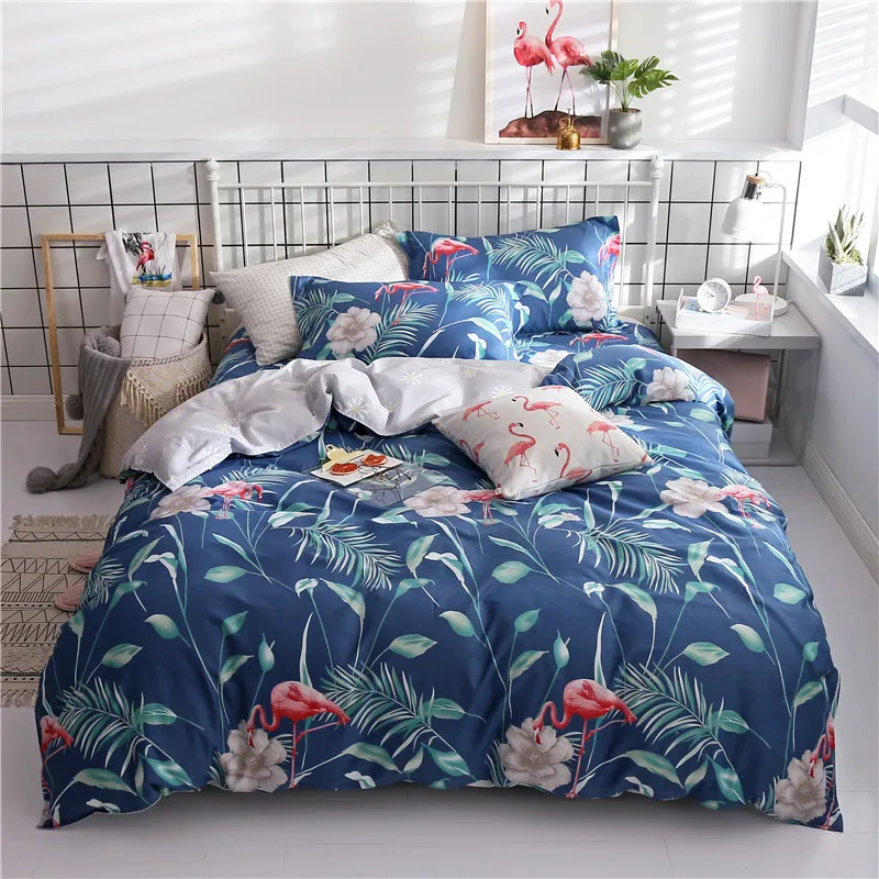 3 Pieces Pink Flamingo Bedding Sets 100 Cotton Duvet Cover with Pillowcases Queen King Size Bed