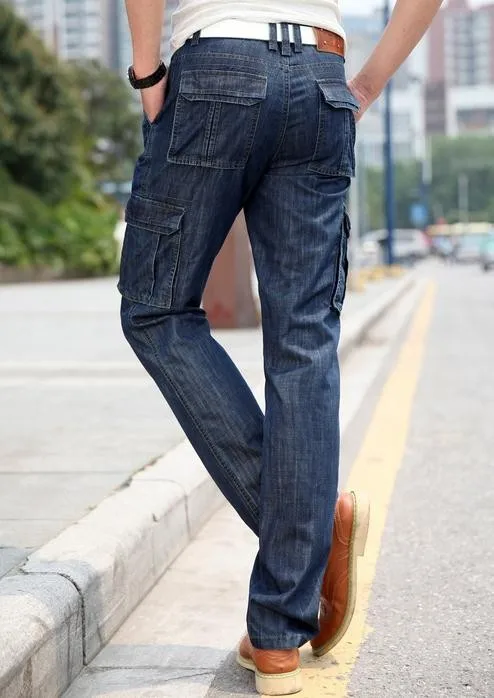 Новые мешковатые джинсы мужские брюки карго осень зима комбинезон свободные прямые джинсы с большим карманом модные повседневные мужские брюки низ