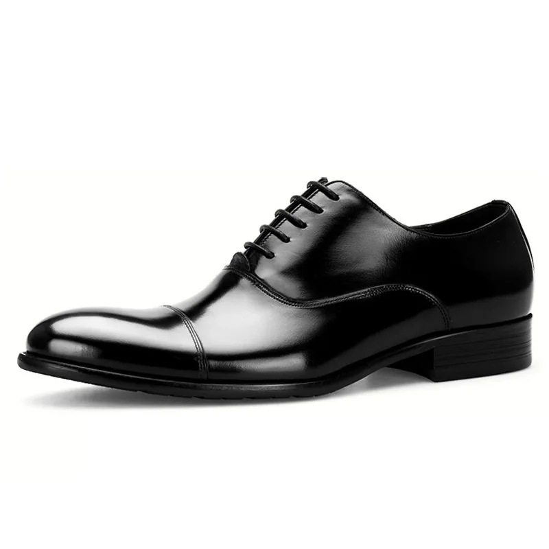 Новое поступление; Брендовая обувь; мужская деловая обувь из натуральной кожи; Мужская официальная обувь в британском стиле; Мужская обувь из коровьей кожи - Цвет: black