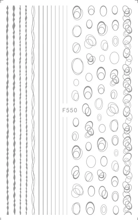 Новейшая F-550, черная и Золотая Серебристая линия, 3d стикер для дизайна ногтей, наклейка для ногтей, штамповка, экспорт из Японии, дизайнерские стразы, украшения - Цвет: F-550S