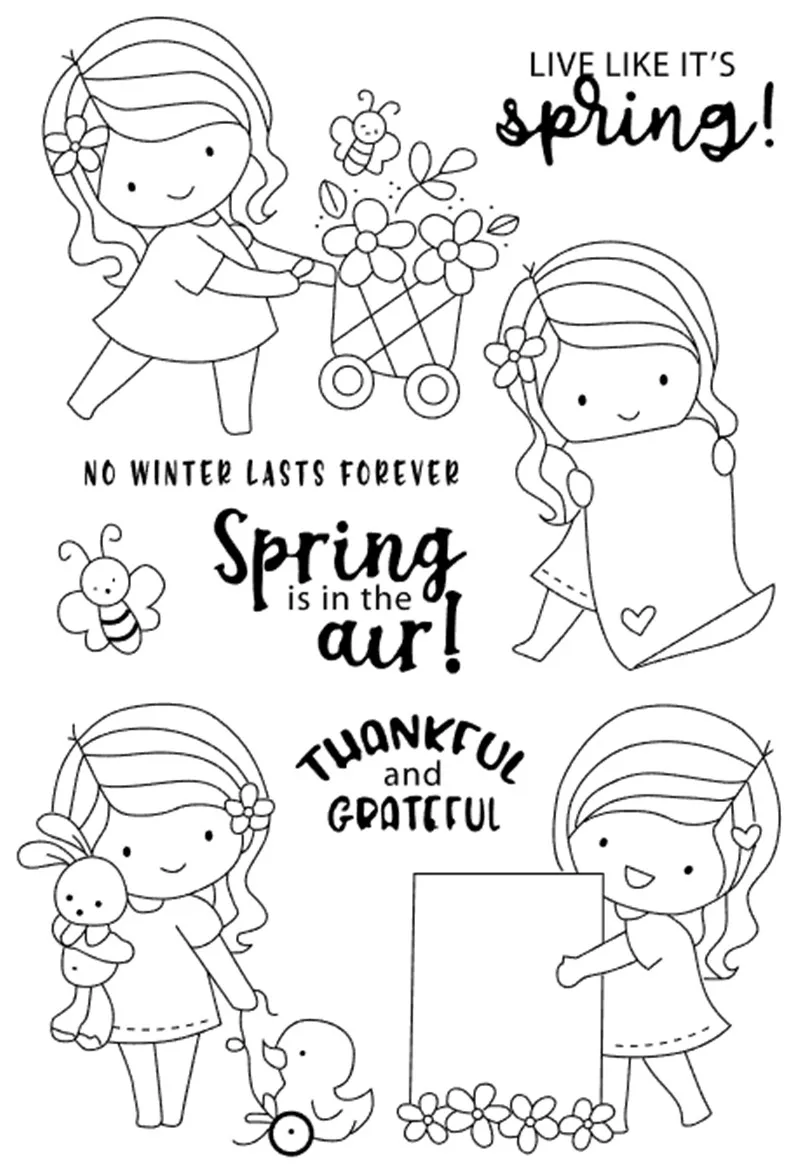 

11x16 Girl stroller Transparent Clear Silicone Stamp Seal for DIY scrapbooking photo album Decorative clear stamp