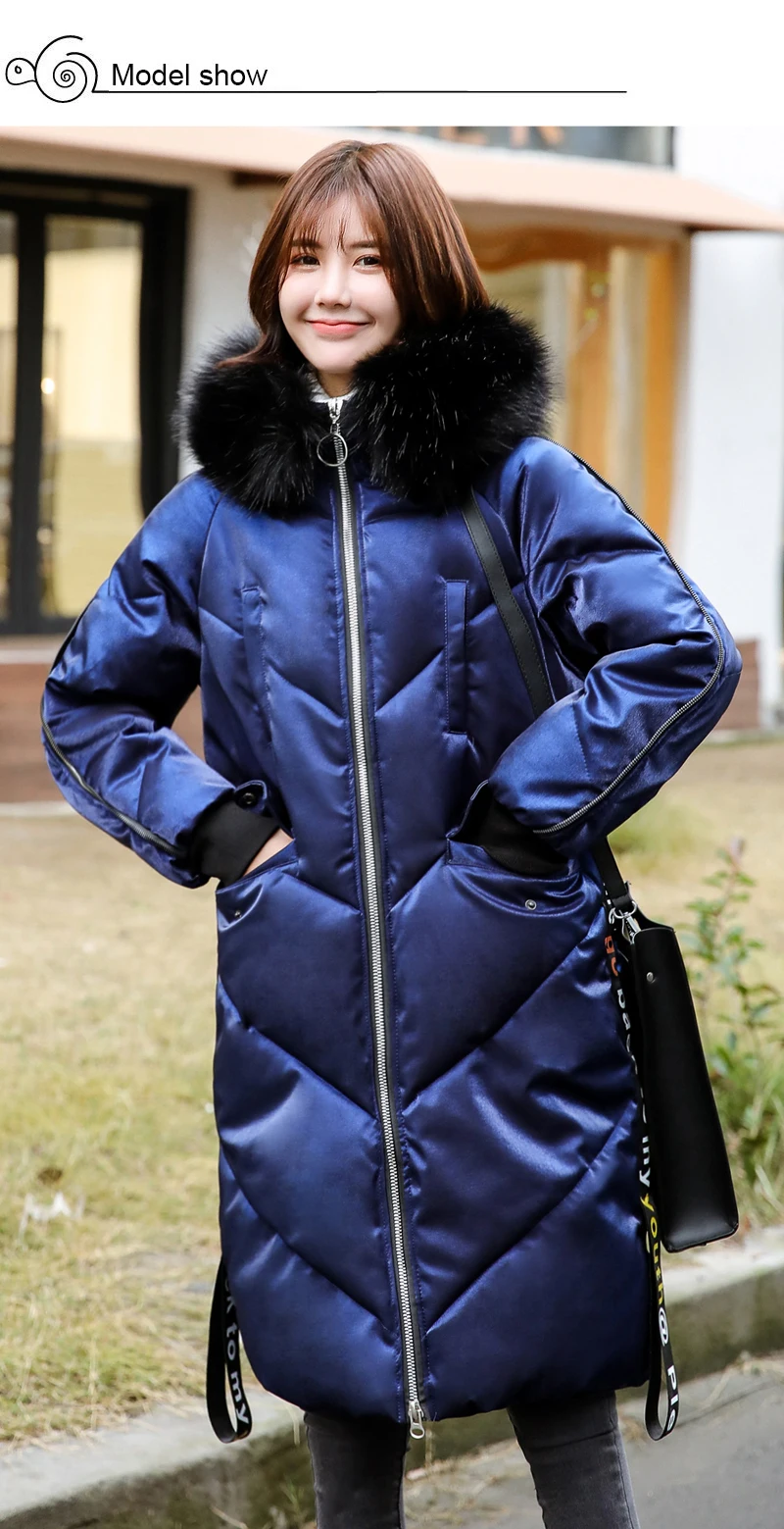 Высокое качество зимняя куртка женская с капюшоном с толстым мехом женский пуховик Длинная новая ткань парка