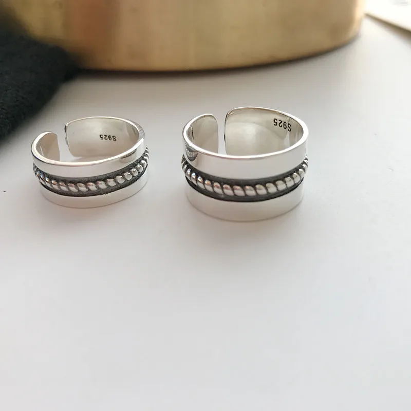 

Rock Couple Ring Hot Sale Finger Art Retro 100% 925 Sterling Silver Buddha Ring Punk Biker Jewelry Wide Chain Ring