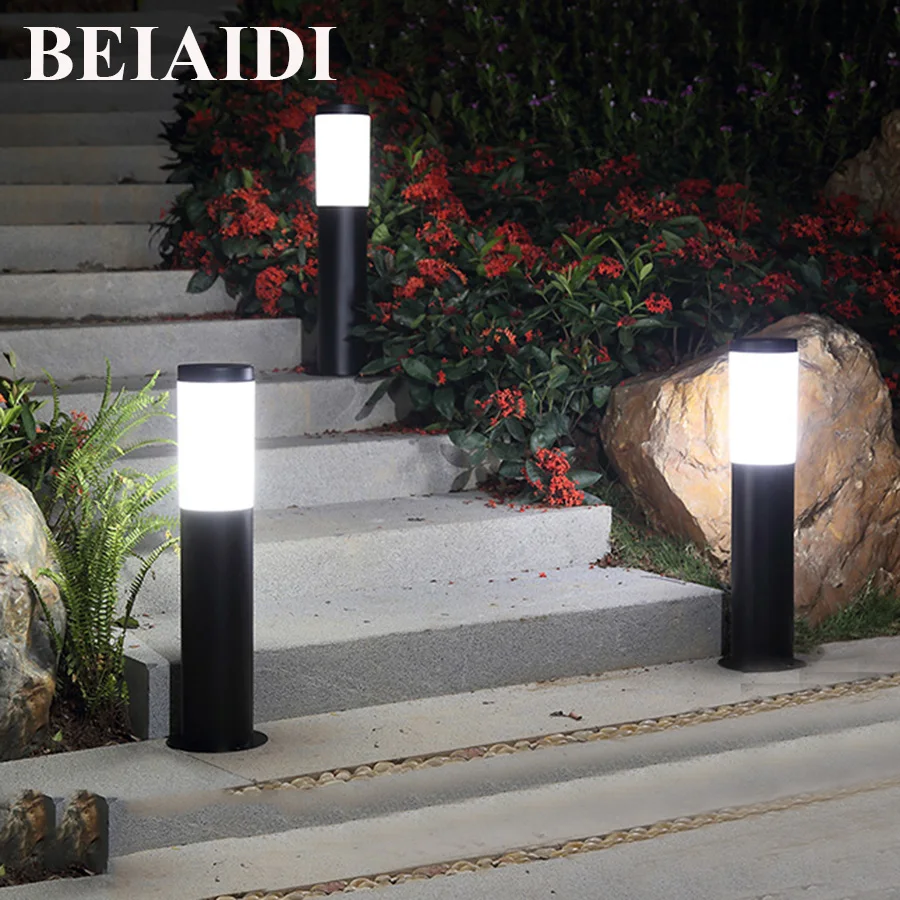 

BEIAIDI 45/60CM Waterproof LED Pillar Lawn Lamp Outdoor Front Courtyard Villa Landscape Park Light E27 Post Garden Lawn Lighting