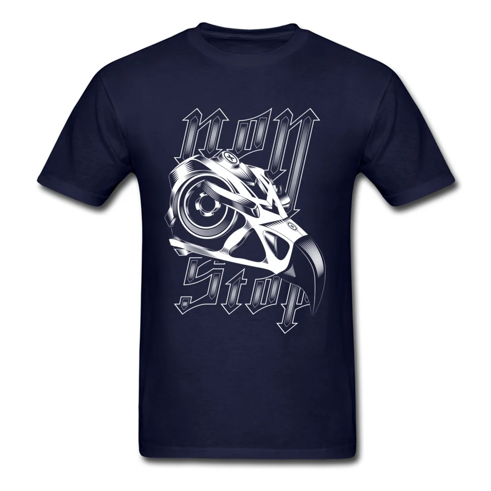 Non Stop Tees Fitted Crewneck Cool Short Sleeve 100% Cotton Men T-Shirt Printed On Tops Shirt Drop Shipping Non Stop navy