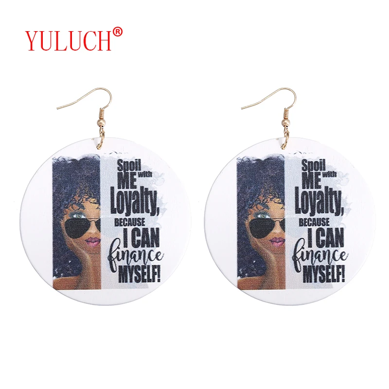 

YULUCH Life Style Fashion Girl Painted Wooden Pendant Earrings for Personality African Women Popular Jewelry Accessories Gifts
