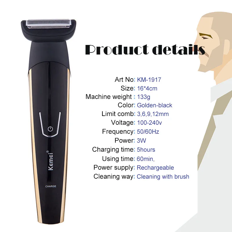 100-240 В kemei 5 в 1 электробритва борода бритва триммер для волос титановая машинка для стрижки мужчин Инструменты для укладки станок для бритья для парикмахера