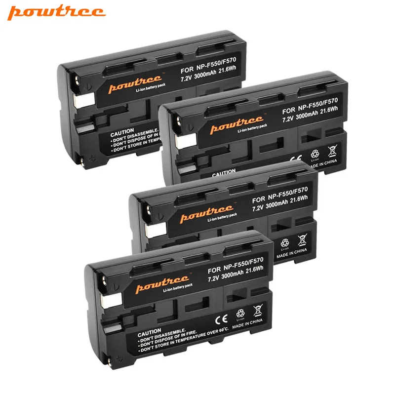 Powtree для sony NP-F550 NP F550 NPF550 Камера Батарея NP-F330 NP-F530 NP-F570 NP-F730 NP-F750 Hi-8 GV-D200 D800 L10 - Цвет: 4 Pack Battery