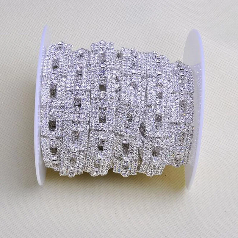 $93.33 10Yds Rectangle Rhinestone Trims Crystal Trimming Applique For DIY Dress Waist Belts Handbands Claw Chain Jewelry Crafts