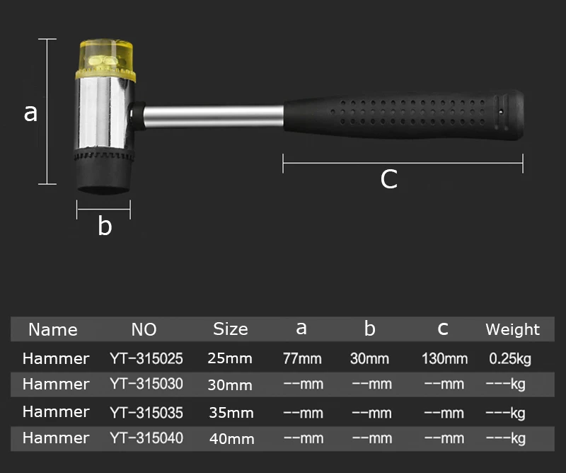 1 шт. Установка резиновый молоток 25/30/35/40 мм аукцион молоток Сталь ручка для ручной инструмент для дерева