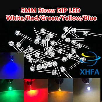 

2500 pcs/lot 5mm straw hat led diode 500 pcs each yellow red blue green white (4.8mm) leds Light Emitting Diodes mix color kit