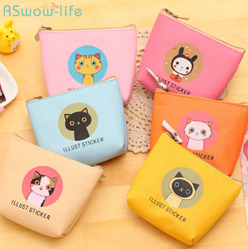 

Cartoon Cat Waterproof PU Coin Purse Portable Mini Card Storage Bag Children's Birthday Supplies Gifts for Guests