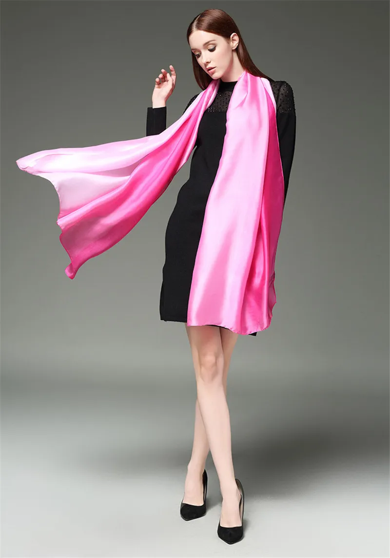 [RUNMEIFA] Модный женский шелковый шарф foulard femme мягкий тонкий сплошной пляжный парео bufanda хиджаб шали пляжное полотенце