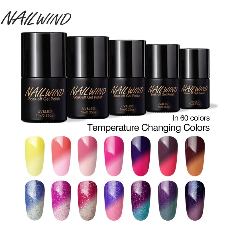 

NAILWIND Black Vial 7ML Temperature Change Chameleon T31-60 Gel Nail Polish UV LED Insulation Nail Gel Polish Varnish Lacquer