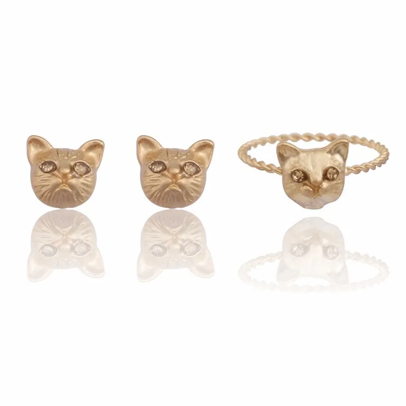 Persian Cat Jewelry Sets For Women Cute Cats Stud Earrings For Girl