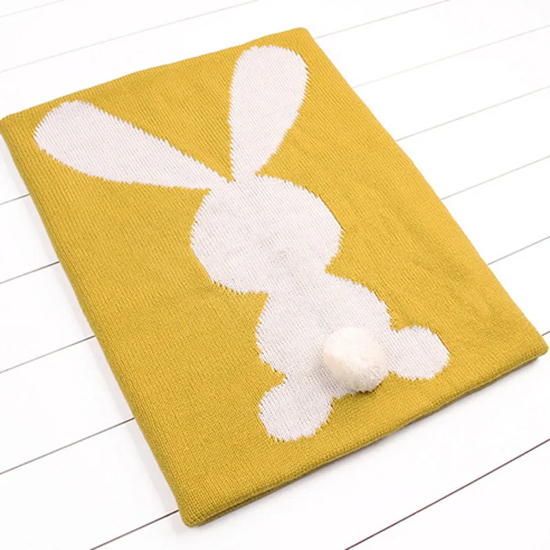

Knitted Kids Blanket Cotton And Polyester Blend Soft Baby Blanket Newborn Cartoon Rabbit Baby Swaddle Sofa Small Blanket 95*75cm