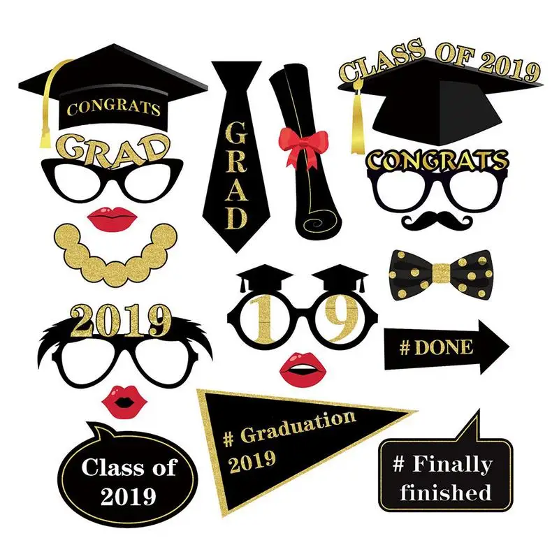 

DIY Graduation Photo Props Handheld Paper Beard Bachelor Hat Masquerade Graduation Party Masks Party Suppliers party decoration