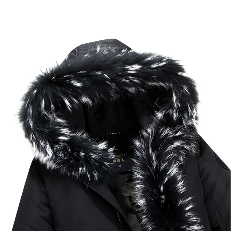 Зимний роскошный Высококачественный меховой плюс вельветовый утолщенный теплый мужской повседневный пуховик с капюшоном большой размер парка пальто 8896